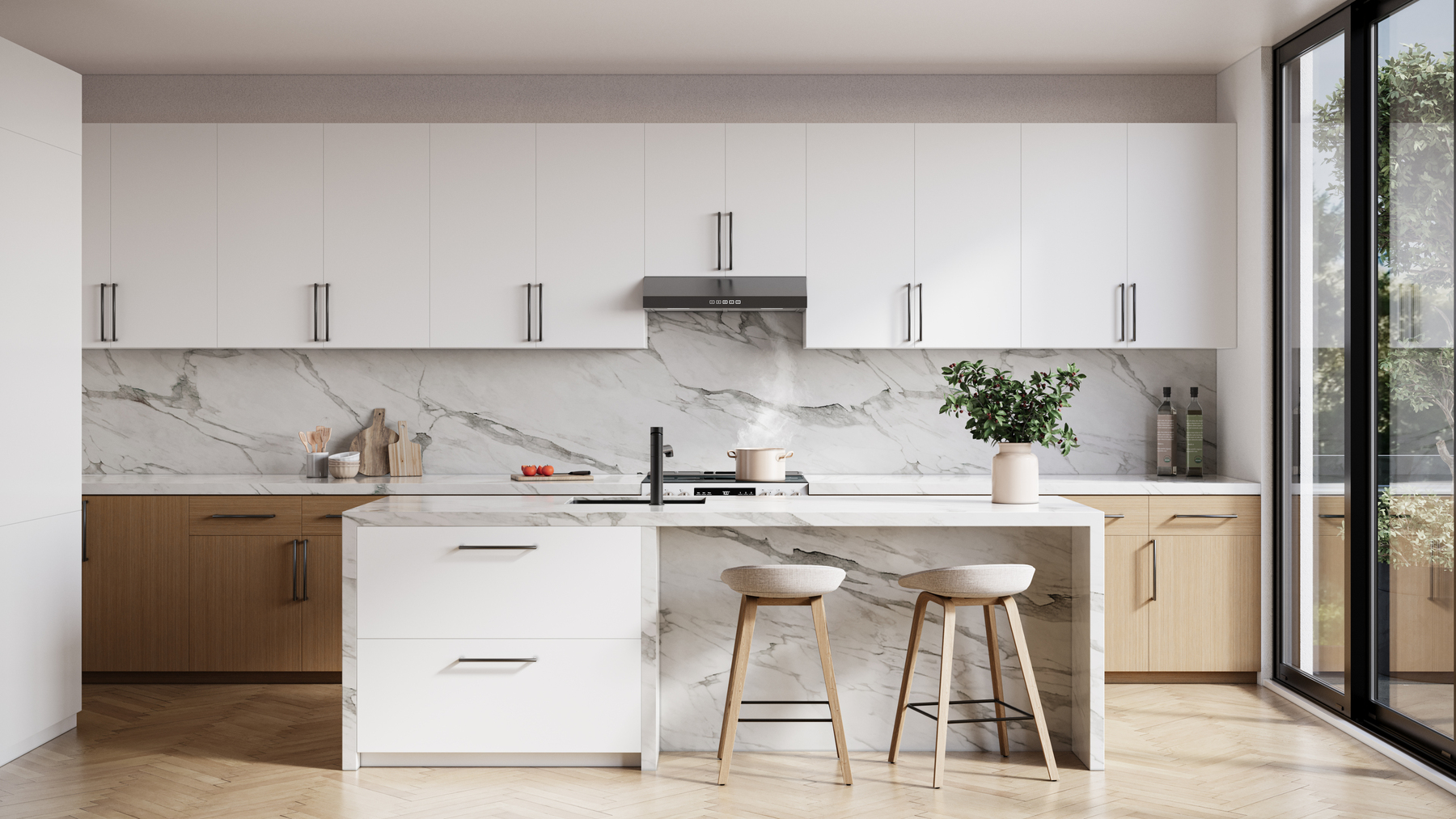 Broan-NuTone 
GLA2303BLS Range hood installed above a cooking range