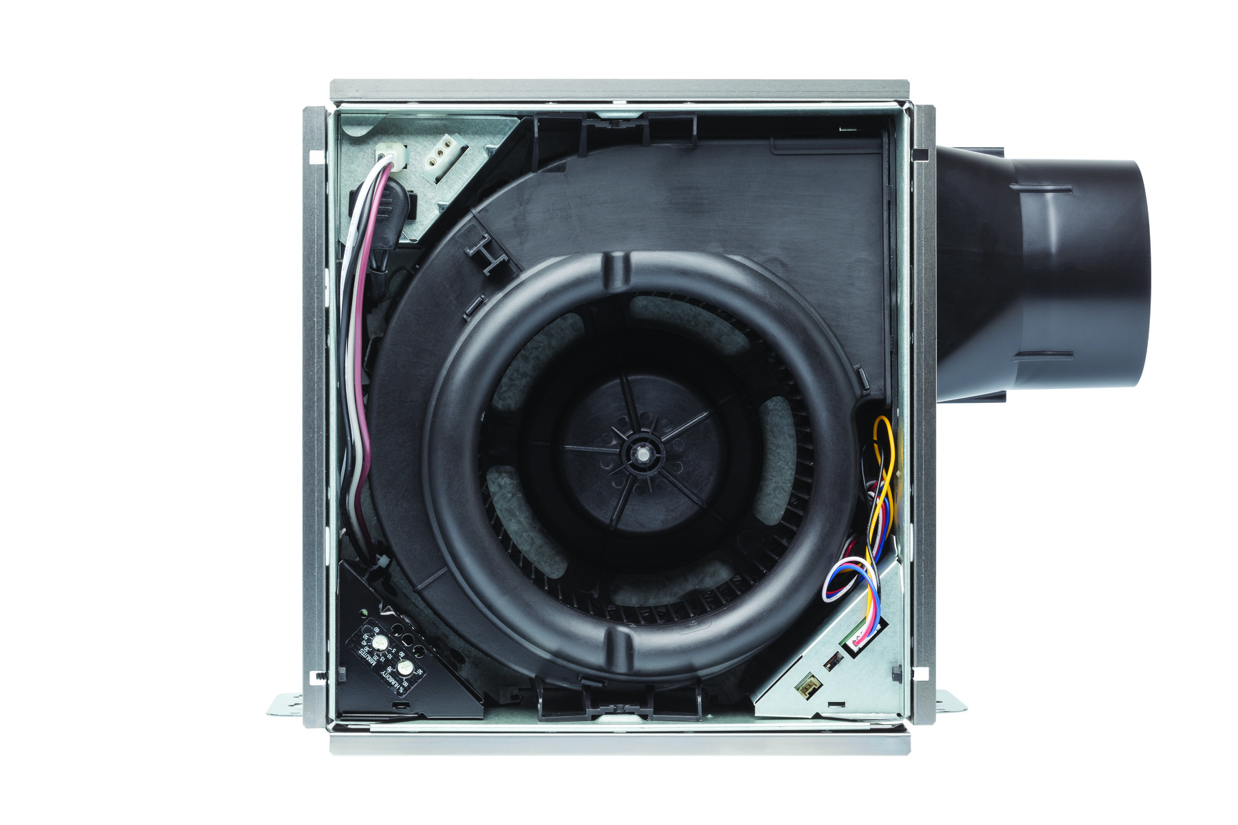 Quiet high-performance DC bathroom fan with integrated lighting