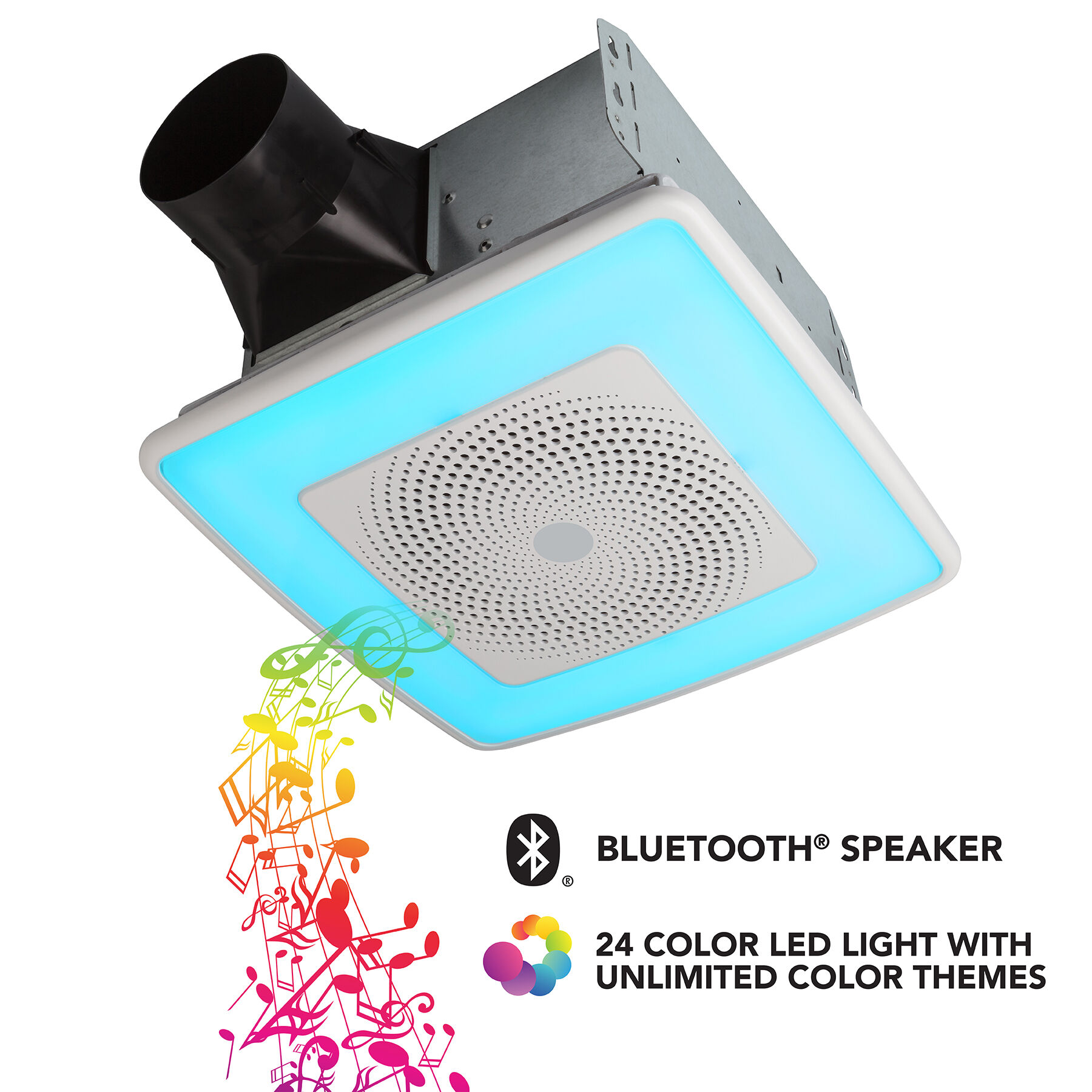 Broan-NuTone 80 CFM, 0.8 Sones ChromaComfort™ w/ Sensonic™ Bluetooth® Speaker