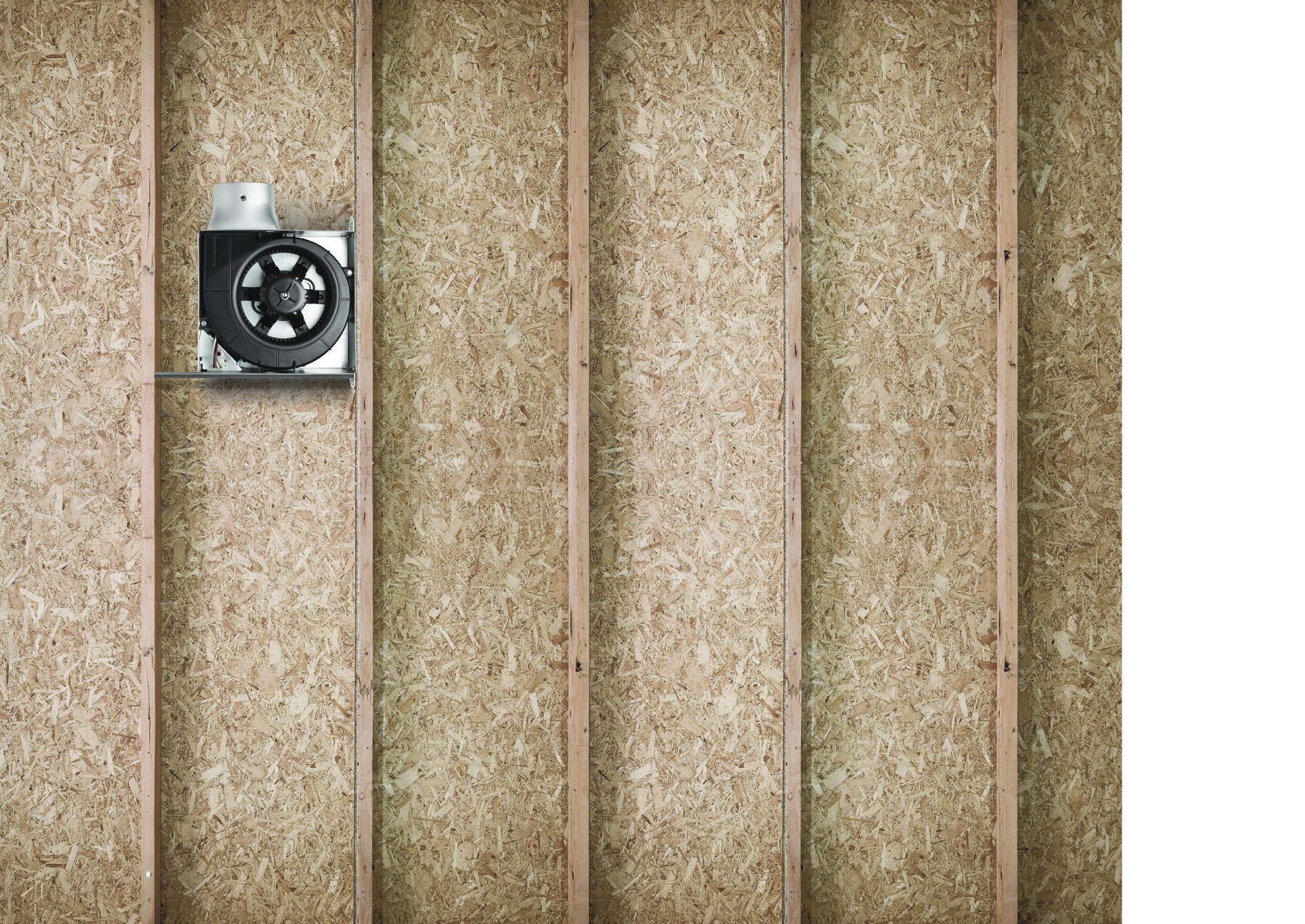 Low-profile DC motor bathroom fan designed for tight installation spaces