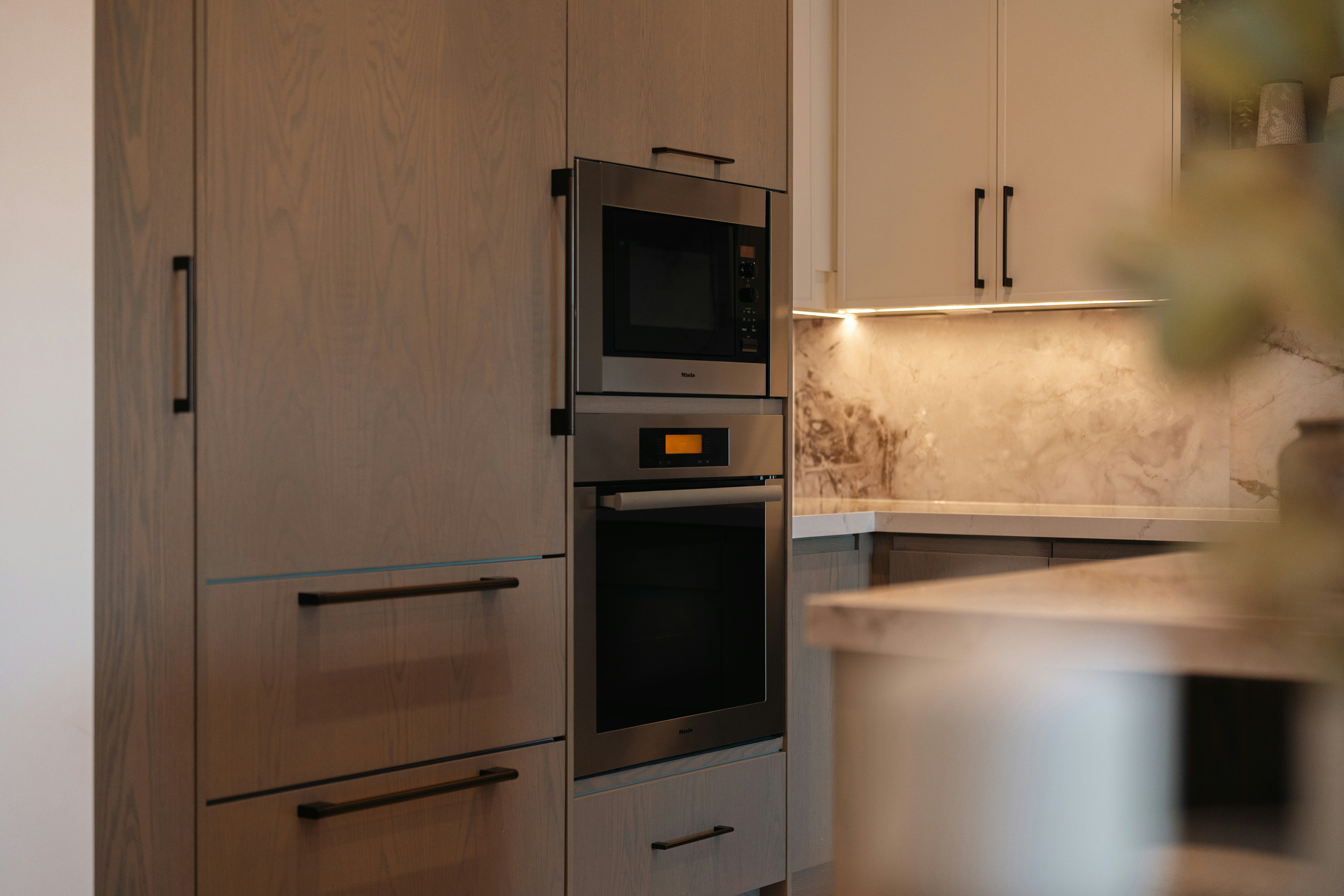 Microwave paired with wall oven